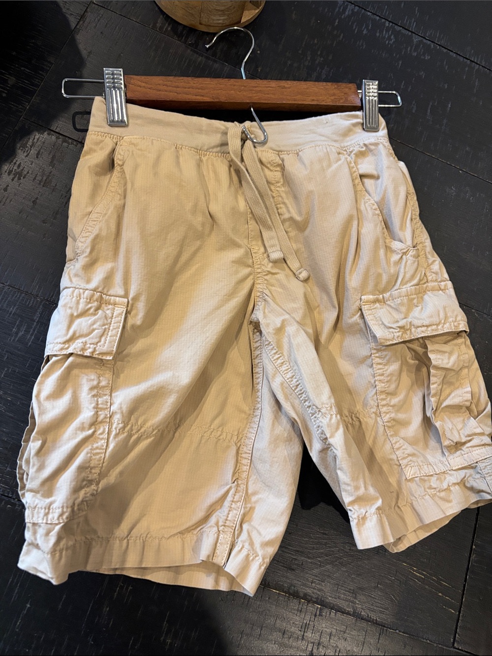 Boys Polo by Ralph Lauren Khaki Cargo Shorts with Drawstring Small 8 Preppy